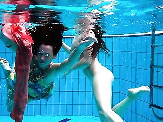 Sweet And Fresh Russian Teenage Honies In The Pool Tangle And Undress
